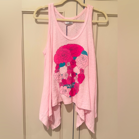 Lauren Moshi Tops - Lauren Moshi Pink Rose Skull Tank Top. Extremely Rare. Size Small. NWT.🩷🩷